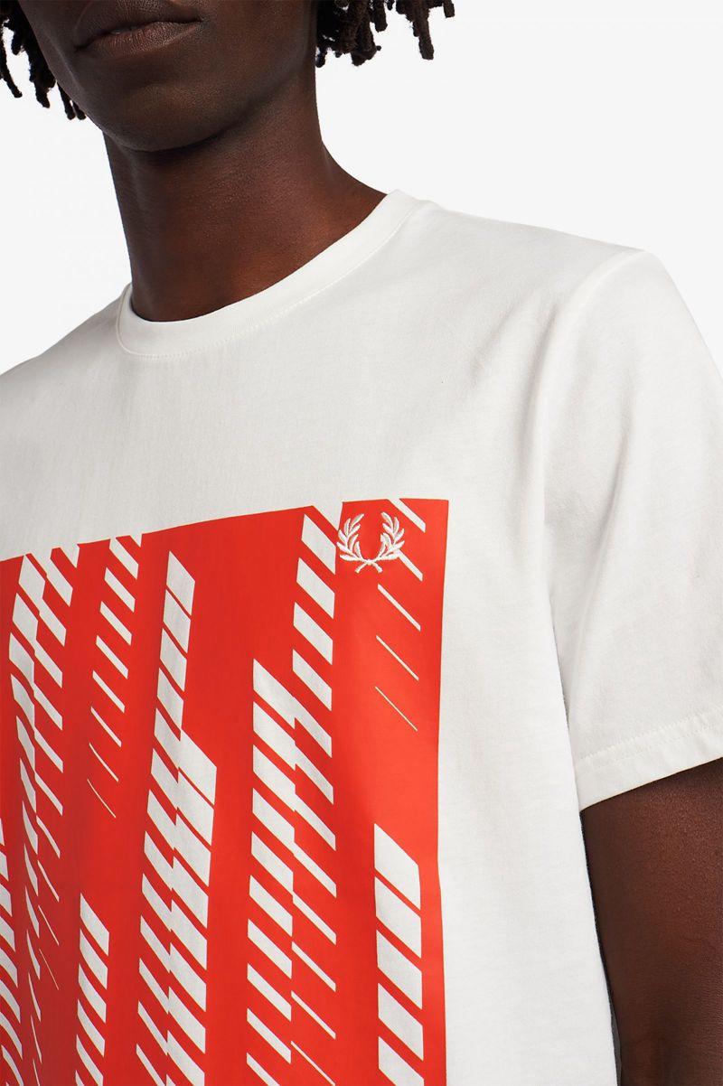 White Fred Perry Sound Wave Graphic Men's T Shirts | PH 1766KORI